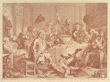 A Midnight Modern Conversation, William Hogarth British, Engraving; second state of three; printed in reddish brown ink