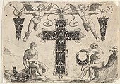 Cross-shaped Pendant and Four Other Motifs, Giovanni Battista Costantini Italian, Blackwork and engraving