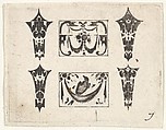 Blackwork Print with Two Horizontal Panels and Four Bezels, Claes Jansz. Visscher  Dutch, Blackwork