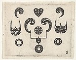 Blackwork Print with Various Motifs, Claes Jansz. Visscher Dutch, Blackwork