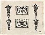 Blackwork Print with Two Horizontal Panels and Four Bezels, Claes Jansz. Visscher  Dutch, Blackwork
