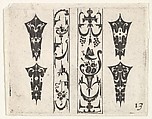 Blackwork Print with Two Vertical Panels and Four Bezels, Claes Jansz. Visscher Dutch, Blackwork