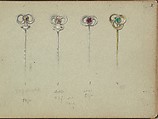 Designs for Four Stickpins, Edgar Gilstrap Simpson British, Graphite and gouache