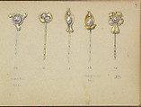 Five Designs for Gold Stickpins, Edgar Gilstrap Simpson British, Graphite and gouache