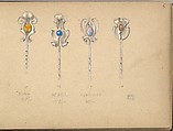 Four Designs for Silver Stickpins, Edgar Gilstrap Simpson British, Graphite and gouache