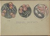 Three Designs for Enamel Buttons, Edgar Gilstrap Simpson (British, 1867–1945 (presumed)), Graphite and gouache