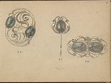 Three Designs for Jewelry with a Beetle Motif, Edgar Gilstrap Simpson British, Graphite and gouache