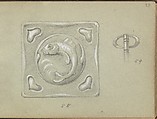 Design for a Decorative (Key?) Plate and a Key Grip, Edgar Gilstrap Simpson British, Graphite and gouache