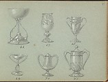 Six Designs for Drinking Vessels, Edgar Gilstrap Simpson British, Graphite and gouache