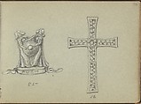 Design for a Push Bell and a Cross, Edgar Gilstrap Simpson British, Graphite and gouache