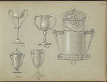 Five Designs for Drinking Vessels, Edgar Gilstrap Simpson British, Graphite and gouache