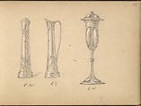 Designs for a Ewer and a Drinking Vessel, Edgar Gilstrap Simpson British, Graphite and gouache