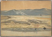 Landscape near Bangsbo, North Jutland, With Two Figures, Martinus Rørbye  Danish, Watercolor, over graphite; framing line in pen and black ink