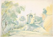 A Roadside Chapel near Tivoli, August Georg Friedrich Lucas  German, Watercolor over graphite