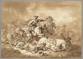 A Battle Scene, Ferdinand Kobell  German, Pen and brown ink, brush and  brown ink; framing line in pen and brown ink