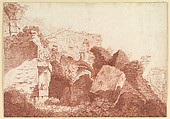 Ruins of the Palatine Hill, Joseph Benoît Suvée French, Red chalk