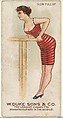 Slow Pull Up, from the Gymnastic Exercises series (N77) for Duke brand cigarettes, W. Duke, Sons & Co. American, Commercial color lithograph