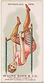 Backward Knee Swing, from the Gymnastic Exercises series (N77) for Duke brand cigarettes, W. Duke, Sons & Co. American, Commercial color lithograph