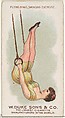 Flying Rings Swinging Exercise, from the Gymnastic Exercises series (N77) for Duke brand cigarettes, W. Duke, Sons & Co. American, Commercial color lithograph