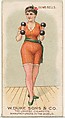 Dumb Bells, from the Gymnastic Exercises series (N77) for Duke brand cigarettes, W. Duke, Sons & Co. American, Commercial color lithograph