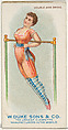 Double Arm Swing, from the Gymnastic Exercises series (N77) for Duke brand cigarettes, W. Duke, Sons & Co. American, Commercial color lithograph
