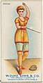 Fencing, from the Gymnastic Exercises series (N77) for Duke brand cigarettes, W. Duke, Sons & Co. American, Commercial color lithograph