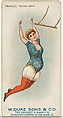 Trapeze, Flying Jump, from the Gymnastic Exercises series (N77) for Duke brand cigarettes, W. Duke, Sons & Co. American, Commercial color lithograph