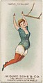 Trapeze, Flying Jump, from the Gymnastic Exercises series (N77) for Duke brand cigarettes, W. Duke, Sons & Co. American, Commercial color lithograph