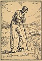 Man Resting on a Spade, Jean-François Millet  French, Woodcut on thin laid paper; only state