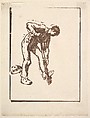 Digger, Jean-François Millet French, Woodcut in brown ink on laid paper; second (final) state; posthumous impression