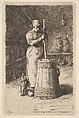 Woman Churning Butter, Jean-François Millet French, Etching; third (final) state