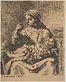 Cooling the Porridge, Jean-François Millet  French, Etching on chine collé; fifth state of five