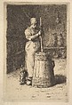 Woman Churning Butter, Jean-François Millet French, Etching on thin laid paper; third state of three (final state)