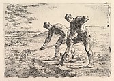 The Diggers, Jean-François Millet French, Etching on heavy wove paper; first state of four