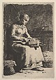 The Wool Carder, Jean-François Millet French, Etching; only state