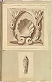Carved Stone Ornamental Panel and Classical Female Figure, Alfred Henry Forrester [Alfred Crowquill]  British, Pen and ink, brush and wash