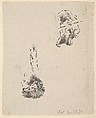 Proof from a block of sketches, Jean-François Millet  French, Woodcut, laid down on card; second (final) state; posthumous impression