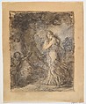Daphnis Running toward Chloe, baron François Gérard French, Black chalk, brush with brown and gray wash, heightened with white gouache, on light tan wove paper