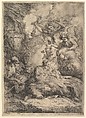 The Nativity with Angels, Bartolomeo Biscaino (Italian, Genoa 1629–1657 Genoa), Etching; first state of eight (TIB)