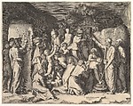 Moses Telling the Israelites to Gather the Manna and Moses Striking the Rock, Giulio Bonasone Italian, Engraving