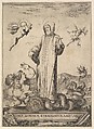 Saint Jean Gualbert trampling a monster with two human heads and a serpentine body, from "Frontispiece and four scenes from the life of Saint John Gualbert" (Frontispice et quatre vignettes pour une vie de Saint Jean Gualbert), Stefano della Bella  Italian, Etching