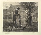 A Farmer Grafting a Tree, Jean-François Millet French, Etching on thin wove paper (simili-vellum)
