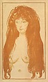 The Sin (Woman with Red Hair and Green Eyes), Edvard Munch (Norwegian, Løten 1863–1944 Ekely), Lithograph printed in yellow, red and green