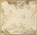 Design for a Ceiling, Mariano Salvador de Maella (Spanish, Valencia 1739–1819 Madrid), Black chalk, light brownish-yellow wash, squared for transfer in black chalk