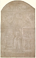 Saint Leonard and Four Episodes from His Life, Francesco di Paolo da Montereale Italian, Metalpoint, brush and pale brown wash, highlighted with cream gouache, over incised compass and ruler constructions, on gray-brownish prepared paper