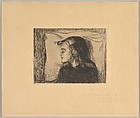 The Sick Girl, Edvard Munch (Norwegian, Løten 1863–1944 Ekely), Etching with drypoint in brownish black ink