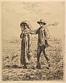 Peasants Going to Work, Jean-François Millet  French, Etching in brown/black ink on thin laid paper; seventh (final) state
