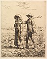 Peasants Going to Work, Jean-François Millet  French, Etching in brown ink on laid paper; seventh state of seven