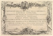 Title page from "Roman Antiquity of the Time of the Republic and the First Emperors" (Antichità Romane de' Tempi della Repubblica, e de' primi Imperatori), Giovanni Battista Piranesi  Italian, Etching