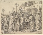 The Entrance of Christ into Jerusalem, Gustav Ferdinand König German, Pen and black and red ink, black chalk; framing lines in pen and black ink (by the artist)
